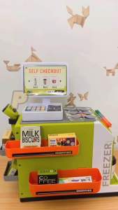 BabyBoss 46pcs Cash Register Cashier Playset for Kids Self-Checkout Pretend Play Calculator Scanner