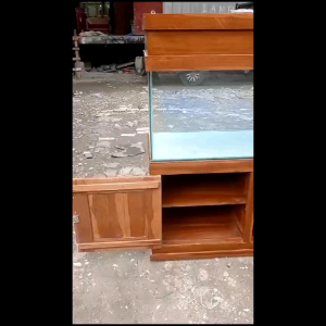 Meja Aquarium Beserta Aquarium Dan Tutup Tanpa Aksesoris Kayu Jati
