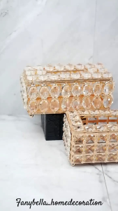 Tempat Kotak Tisu Mewah Kristal Gold Emas Mewah Import Mutiara Dekorasi Rumah
