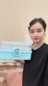 Hộp đựng thuốc gia đình 3 tầng phân loại các loại thuốc có tay cầm và khoá hộp chắc chắn chất liệu pp siêu bền