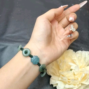 Vòng tết cỏ 4 lá lam ngọc đồng điếu lam ngọc cao băng nước trong vắt - Phong Thủy TUDO