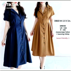DRESS WANITA TUNIK DRESS LUCIA KOREA BUSUI KANCING HIDUP