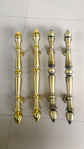 Handle Pintu Rumah Kuningan Motif Monas Sawo Antik 51 cm 2 Pcs