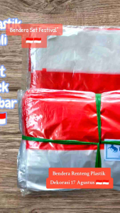 Bendera Plastik Renteng Instan isi 400 Lembar Sudah Pake Tali Bendera Dekorasi Pesta 17 Agustus