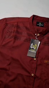 Baju Koko Kemko Pria Lengan Panjang Motif songket Bahan Katun Madinah