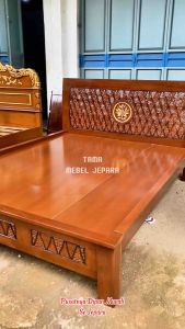 Tempat Tidur Jati Sudah Warna Plus Papan MDF Dipan Jati Produk Mebel Jepara