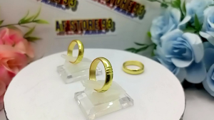 Cincin Logam Koin Kuningan Motif Garis Salur