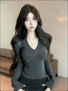 Áo thun nữ cổ tim tay dài size 45-58kg