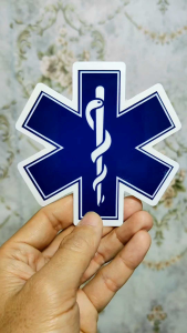 สติ๊กเกอร์ Star of Life ใช้เป็นเครื่องหมายรถพยาบาล หน่วยกู้ภัย EMS Emergency Ambulance ทนแดด ทนฝน กันน้ำได้