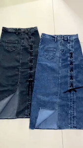 Rok Panjang Jeans Nikita Skirt Long Snow Ice Rok Tali Silang Jeans