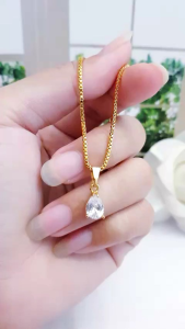 Kalung Xuping Liontin Permata Tetes Zircon Lapis Emas 0207a1
