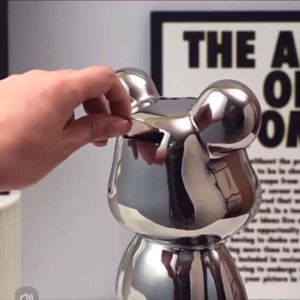 [MY STOCK] 17cm 28cm Ceramic Electroplating Bearbrick Piggy Bank Coin Notes Saving Violent Bear Home Living Decoration