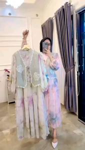 ZA Dress Set Rompi Diana Dress Best Seller Baju Wanita Dress Set Rompi by Zaina