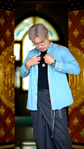 Hilwa Store Pekalongan - Kemeja Koko HILWA Motif Maroko Warna Biru Lilac Matt katun Toyobo Fodu Size S M L XL XXL XXXL Jumbo