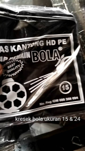 kantong kresek HD PE cap pemain bola ukuran 15 & 24