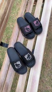 Dép mèo kitty bling họa tiết thêu nổi kiểu dáng dễ thương xinh xắn 2 màu hồng- trắng hottrend