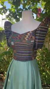 Modern Filipiniana Ethnic Top with Pleated Skirt