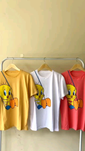 Kaos Wanita Lengan Pendek Karakter XL Adem Cotton Combed 30s