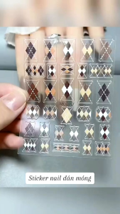 Sticker dán móng tay nail mẫu hình thoi phối màu trang trí móng tay nail phong cách Nhật Hàn