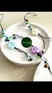 เชือกเทียน ที่ห้อยโทรศัพท์วินเทจดอกไม้ พวงกุญแจ ห้อยของตกแต่ง ห้อยกระเป๋า คละสี