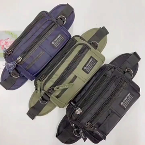Mens Chest Bag Waist Bag Waterproof Fabric Big - Green Adjustable Strap Multiple Compartments Outdoor Use