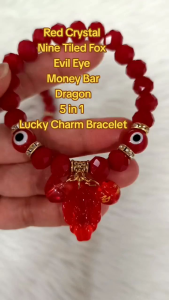Red Agate Nine Tailed Fox Bracelet Red Agate Crystal Money Bar Dragon Evil Eye