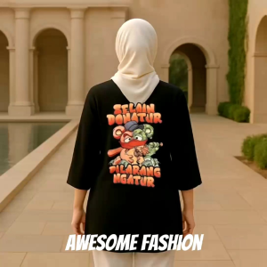 Kaos Wanita Lengan 7/8 & Motif Tulisan Dilarang Ngatur