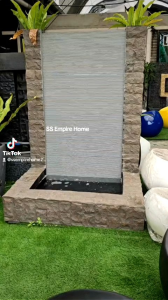 Feng Shui W14 B Fiberglass 107x76x184cm Wall Water Pond Kolam Air Garden Water Feature 风水流水喷泉瀑布池 Fish Outdoor Waterfall