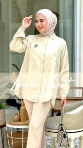Terbaru Atasan Shirt Kemeja Katun Bordir Mewah LOVRA SHIRT