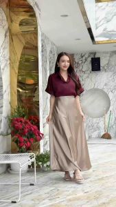 FEMME ISSUE ⭐️ เสื้อปกเชิ้ตซาตินแขนสั้นพับเบิ้ล แขนในตัว ชุดทำงาน ลำลอง ⭐️ สินค้ายอดนิยม