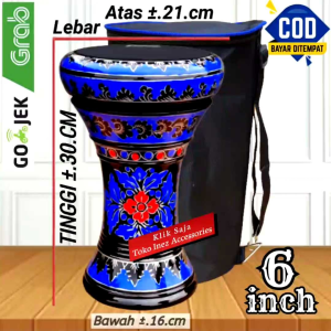 Darbuka Kayu atau Gendang Mini 6 Inch Hitam Biru Power Beat