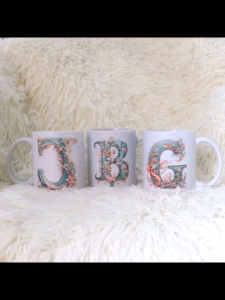 Letter Name Initials Monogram Mug Personalized Unique Birthday Gift Ceramic Cup 11 oz 1pc