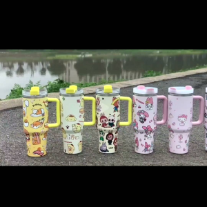 Stitch Lotso Cartoon 1200ML Stainless Steel Vacuum Flask Tumbler with Straw Lid Cawan Air Minuman Besar史迪奇水杯