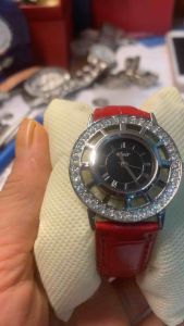 Đồng hồ nữ CLAIR QUARTZ máy Singapore niềng đính đá cọc số la mã dây da đẹp