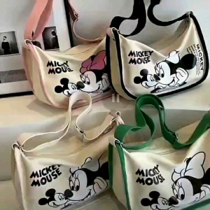 Woman cartoon canvas bag shoulder bag Minnie Mickey mouse dumpling bag small square bag