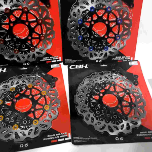 PIRINGAN CAKRAM DEPAN VARIASI CBH MODEL PSM BLACK SERIES RING WARNA DISC BRAKE 260MM + BREKET DAN BAUT 2PCS PNP MATIC HONDA ALL BEAT/ VARIO 110 125 150 OLD/ SCOOPY/ GENIO/ SPACY