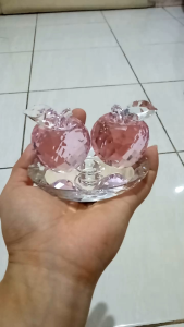 Pajangan Ornament Hiasan Double Apple Crystal Daimond Premium Pink