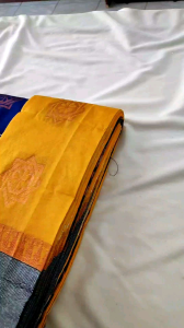 Grey Border Cotton Saree with Contrast Blouse.. Silver And Copper Design