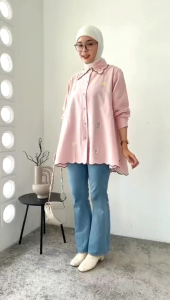 Kemeja Wanita Terbaru Freya Bordir Bunga Oversize Jumbo
