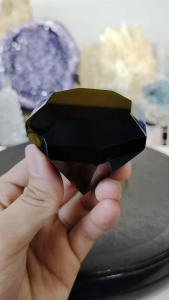 Natural Mexico High Grade Black Obsidian Crystal Diamond Shape Ornament BDS01 #Obsidian