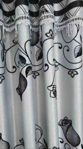 Gorden Jendela Mewah Ukuran Lebar 135 X Tinggi 225 Kain Bunga Ploking 100% Super Tebal - Gorden Blackout Import dengan Model Minimalis dan Motif Bunga Tulip (FREE Huuk dan Tali Pita)