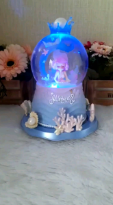 Snowball Kotak Musik Bola Kristal Salju Snowglobe Mermaid Putar 3D Hadiah Ultah