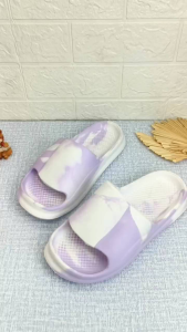 Sandal Slop Wanita Loreng Dasar Putih 965WOW Size 36-40