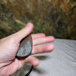 65 grams Baoshan Nan Hong Da Heidong with "skin" natural Landscape pattern pendant 保山南红大黑洞带皮天然山水图案大吊坠