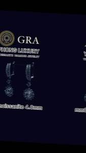 Bông tai nữ kim cương moissanite GRA 4.0mm xi bạch kim vàng trắng PHONGLUXURYJEWELRY
