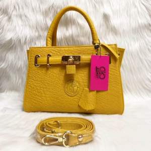 Túi xách da voi thật màu vàng kích thước 23.5cm-18cm-13cm