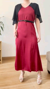 ●ECLAIRE● 003 Dress Midi Satin Cape Classy Anggun Pesta Imlek CNY Alenka Premium 0925
