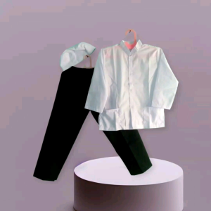 Baju Muslim Setelan Koko Anak 5 - 6 - 7 - 8 Tahun Putih Hitam