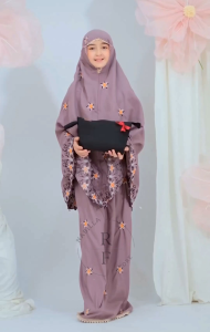 RF Nabilla - Mukena Anak Bunga Sakura Bahan Katun Bordir 3 warna ada Tas Cantik