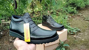 TERBARU-sepatu PDH pendek/kantoran dinas kulit hitam dop